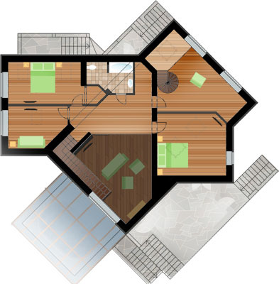 Проект загородного дома. План 2-го этажа